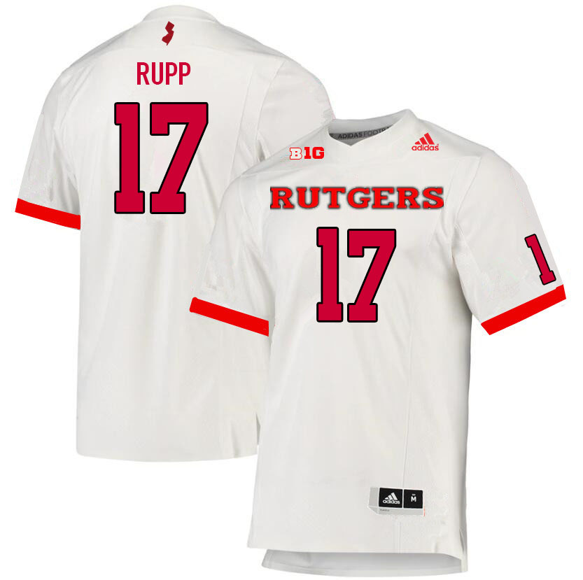 Men #17 Gavin Rupp Rutgers Scarlet Knights College Football Jerseys Sale-White